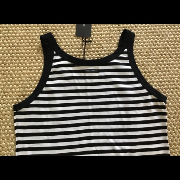 AUTHENTIC DOLCE & GABBANA WHITE AND BLACK STRIPE TANK TOP SIZE 44 IT ( 4-6 US ) - Picture 7 of 7